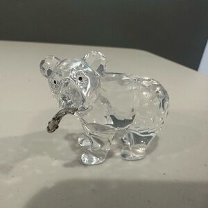 Vintage Swarovski Clear Crystal Grizzly Bear Cub with Fish Figurine 1.75"